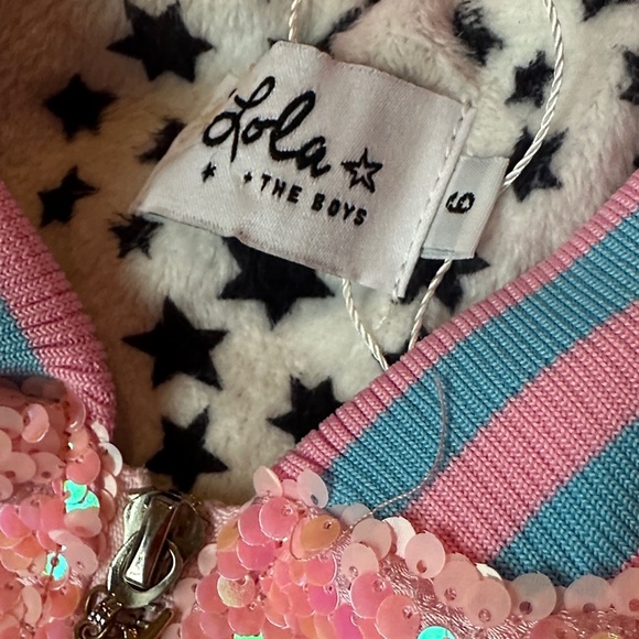 Brand new nwot Lola + The Boys Pink Sequin Jacket with Unicorn - Picture 2 of 6